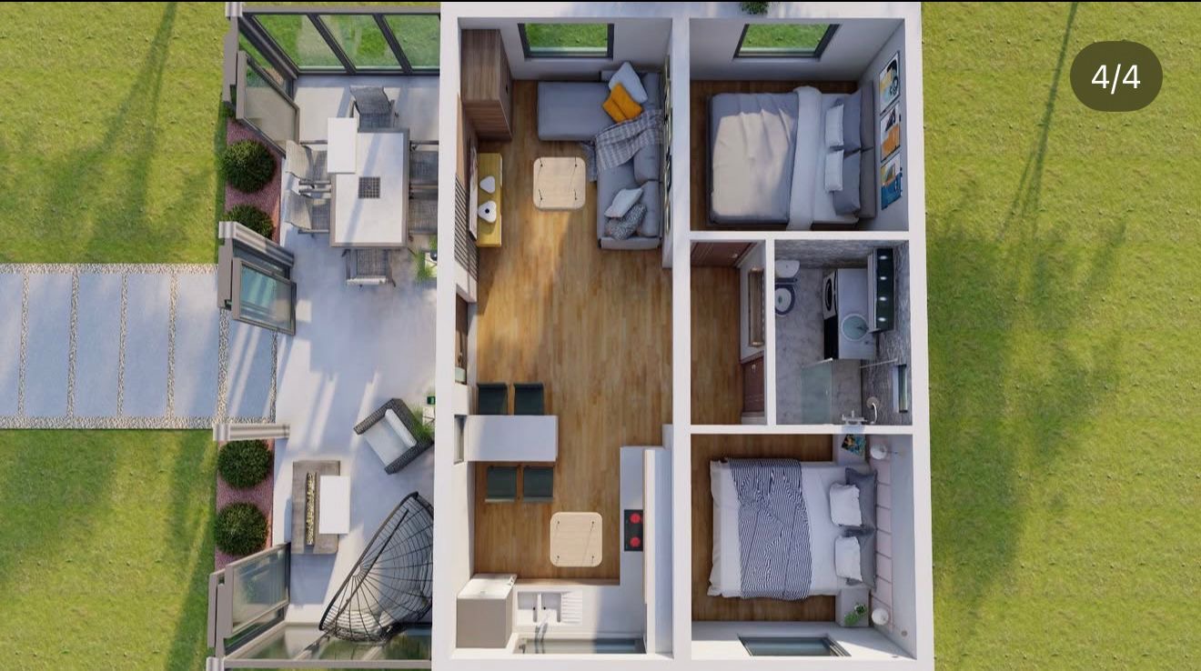 3D raspored prostorija NIKA PLUS 75 m² montažne kuće